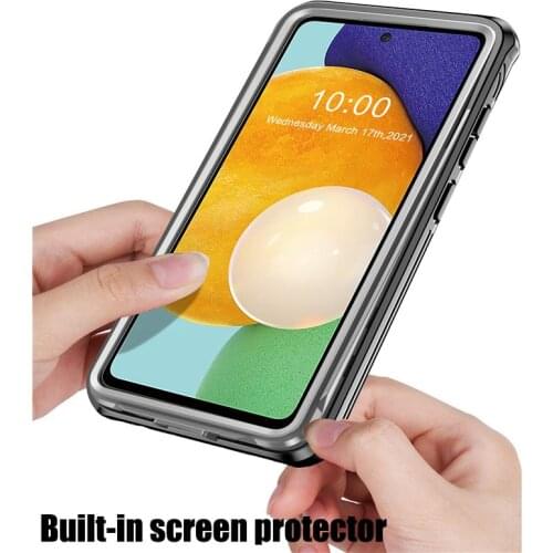 Armor Clear Built in Screen Protector For Samsung galaxy A52 A72 4G 5G Case Cover Shockproof PC Silicone Phone coque fundas