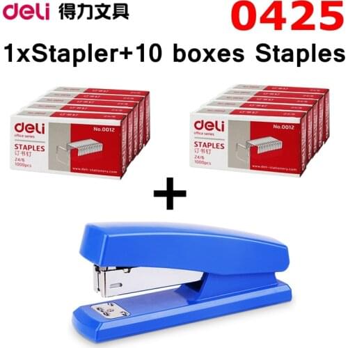 [ReadStar]Deli 0425 classic economy stapler 20 papers capacity match 24/6-26/6 staple inlude 1xstapler+10 boxes staples