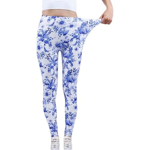 YSDNCHI Sexy Floral Leaf Pattern Printed Skinny Long Leggings For Ladies Sports Push Up Tights Stretch Polyester Breathable