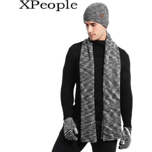 XPeople Knit Hats Scarf And Gloves Set Winter Accessories For Women And Men Set Soft Fleece Lined Soft Warm Beanie