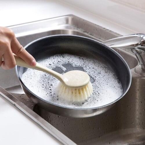 Dishwashing Brush Long Handle Brush Sink Stove Cleaning Kitchen Wheat Straw Decontamination Hanging Clean Brush Household Tools