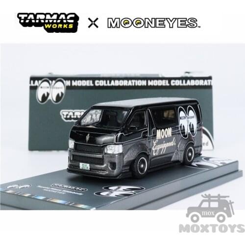 Tarmac Works 1:64 Toyota Hiace Widebody Mooneyes Black Diecast Model Car