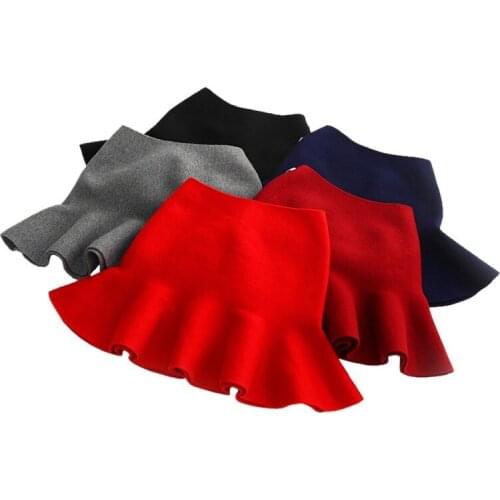 Knitting skirts girls kids autumn clothes 2018 new solid color quality thickening petal skrits for 2-8 years kids