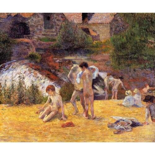 High quality Oil painting Canvas Reproductions Bathing Place (1886) by Paul Gauguin hand painted