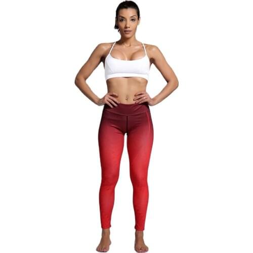 Women Red Gradient Sports Pants Color Fast Dry Yoga Sports Pants For Women S To 3xL Bodybuilding Jogging Leggins5 Patterns