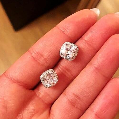 Fashion Small Stud Earrings AAA Zircon Earrings Fashion Jewelry 925 Sterling Silver Filled Bride Earrings For Women Best Gifts