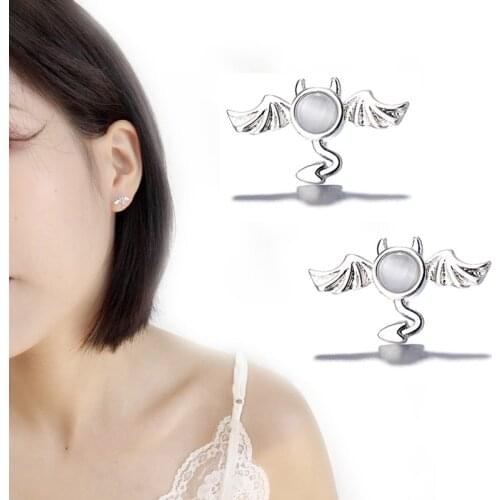 Todorova New Fashion Exquisite Opal Little Devil Stud Earrings Punk Bat Ear Earrings for Women Jewelry