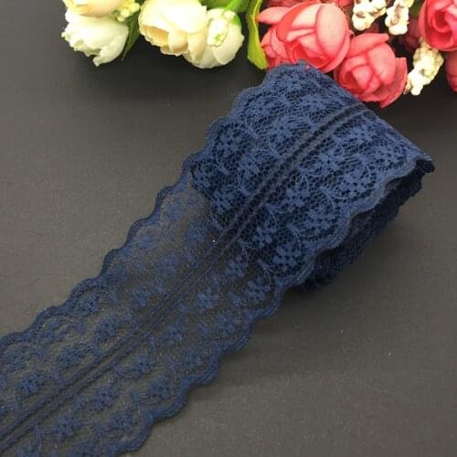 10yards/lot 45mm Wide Navy Blue Bilateral Handicrafts Embroidered Net Lace Trim Ribbon Wedding/Birthday/Christmas Decorations