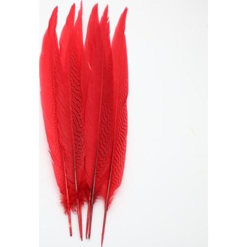 100pcs/lot Natural Red Silver Pheasant Tail Feathers 40-60CM Pheasant Feathers For Crafts Costume Silver Chicken Feathers Plume