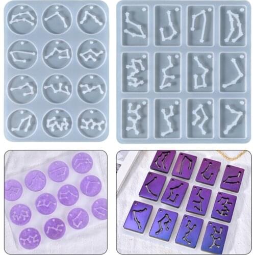 12 Constellations Pendant Epoxy Resin Mold Jewelry Keychain Silicone Mould DIY Necklace Making Tools