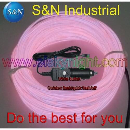 3meter pink el wire+DC12V cigar plug el wire on/slow flash/quick flash/ off controller/driver/inverter+ free shipping