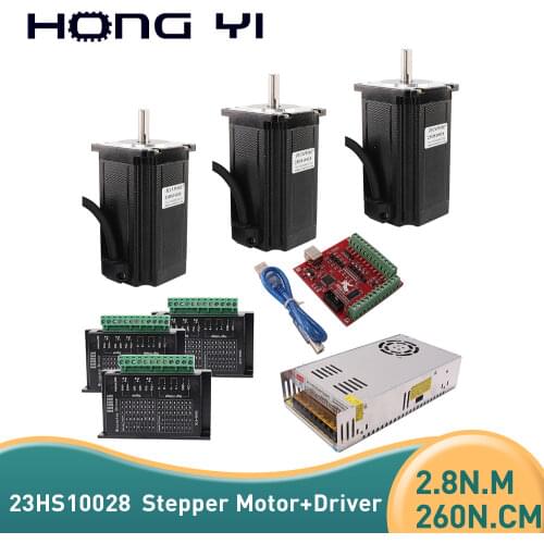 3-axis kit 23HS10028 stepper motor driver TB6600 + USB mach 3 controller card cable power supply for 3D printer accessories