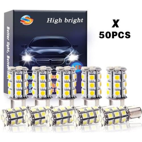 50pcs Super Bright 1156/1157 Car Auto LED Brake Turn Signal Light LED Bulbs 12V 6000K 27 SMD 5050 LED1157/S25 Lampes