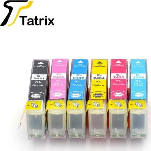6PCS For 24XL T2431 T2432 T2433 T2434 T2435 T2436 Compatible Ink Catridge For Epson EXPRESSION PHOTO XP-55/750/760/850/860/950