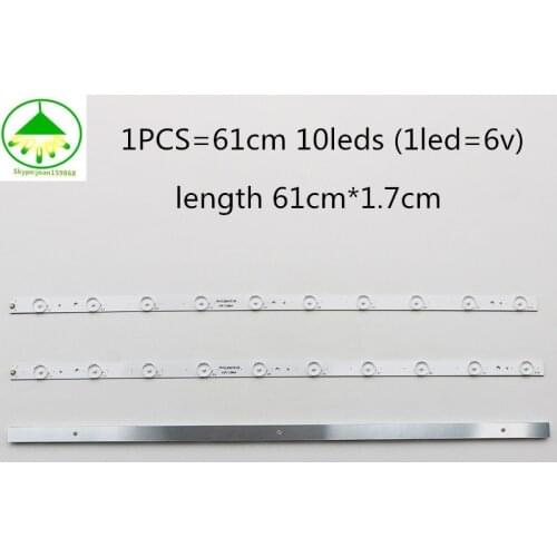6 pcs/Lot 100% new 32 "LCD TV universal 32inch TV backlight strip High quality aluminum strip 61cm 10leds Single lamp 6V