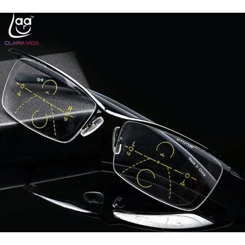 CLARA VIDA = Progressive Multifocal Reading Glasses Eyebrow Titanium Alloy Glasses Frame See Near And Far