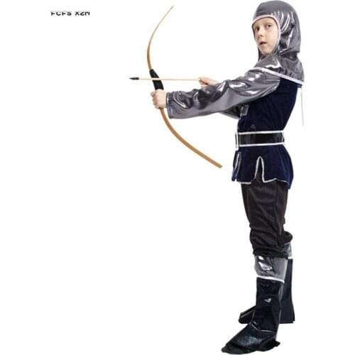 Boys Crusaders of Europe Warrior Cosplay Kids Children Halloween knight Archer Costumes Carnival Purim Parade Stage Party dress