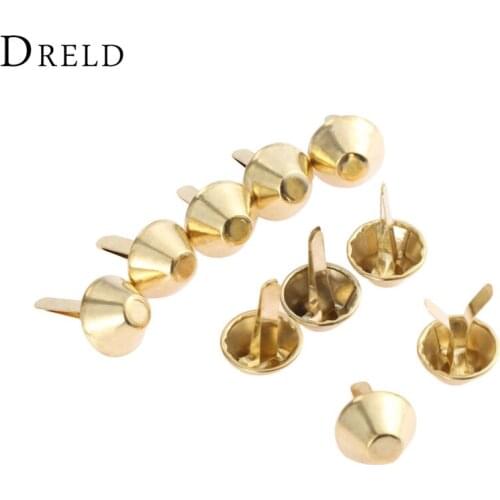 DRELD 50pcs 15*26mm Gold Upholstery Nail Furniture Sofa Door Decorative Tack Stud Pushpin for Jewelry Chest Wooden Box Gift Case