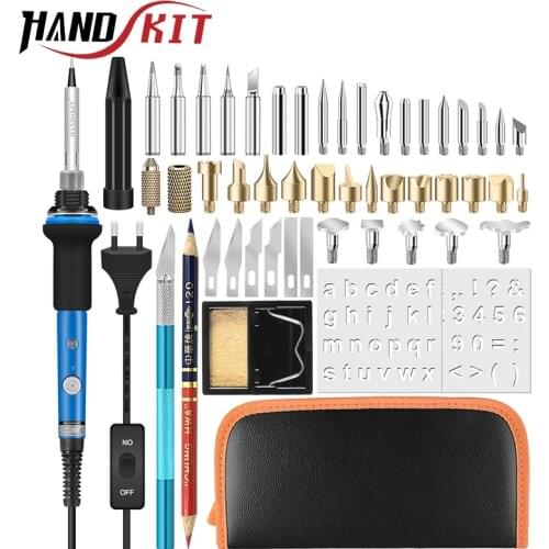 Handskit Soldering iron electric Wood cautery tool Wood burning 220V 60W 110V Carving Pyrography tool set for burning out