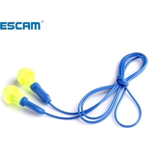 ESCAM New Soft Foam Corded Ear Plugs Ears Protector Reusable Hearing Protection Noise Reduction Earplugs Earmuff Sleep