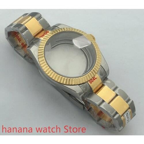 Sealed back cover 904L stainless steel bracelet 39 mm MH35 case gold sapphire glass for ETA 2836 MIYOTA MH35 36 movement