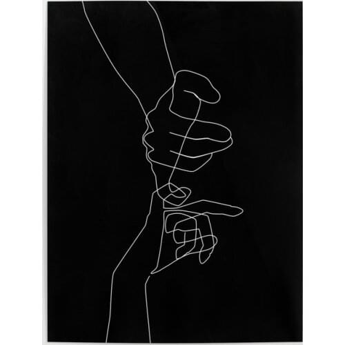 HD Printed Wall Art Black Pinky Swear Canvas Painting Home Decor Smiple Line Poster Bedroom Bedside Background Modular Pictures