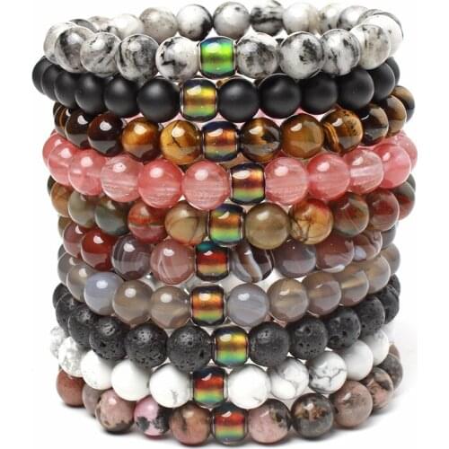 Changing Color Mood Feeling Emotion Temperature Bead 8mm Colorful Stone Beads Bracelet Smart Jewelry