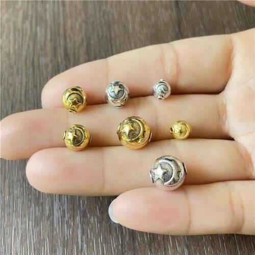 20pcs Turkish star and moon national emblem perforated beads for jewelry making DIY handmade bracelet necklace accessory