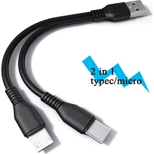 2 In 1 Micro USB Type C Mobile Phone Charging Cord Cable Multi-Function Data Line Easy Storage PVC Fast Charging Wire For Xiaomi