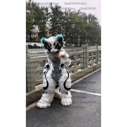 Best Quality on White Animie Dog Furry Fursuit Body Mascot Costume Cosplay Party Fancy Dress Carnival Birthday Gift