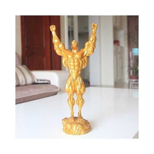 Creative car swing World Cup bodybuilding trophy Fitness muscle male dumbbell Hercules sculpture Gray silver Car interior decor