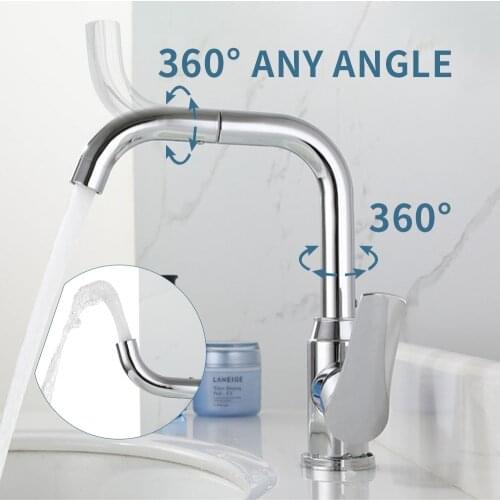 Kitchen Faucet 360° Rotation Sink Deck Mounted Faucet For Kitchen Stainless Steel Hot And Cold Water Mixer Tap