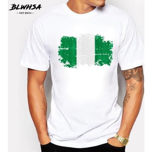 BLWHSA Summer Nigeria T Shirt Men Short Sleeve Mens Clothing Tops Fitness T-shirt Flag of Nigeria Nostalgic Style Tee
