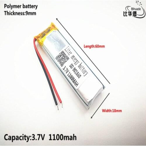 Liter energy battery Good Qulity 3.7V,1100mAH,901860 Polymer lithium ion / Li-ion battery for TOY,POWER BANK,GPS,mp3,mp4