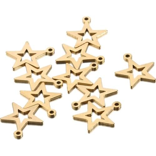 Metal Hollow Star Pentagram Five-pointed Star Pendant Stainless Steel Handmade Charm for Necklace DIY Jewelry Accessories 100pcs
