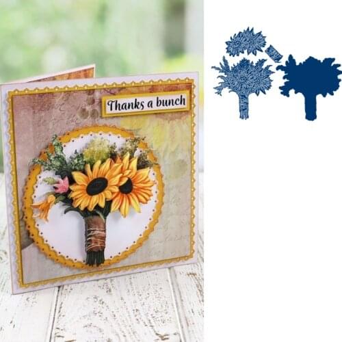 Sunflower Bouquet Metal Cutting Dies Scrapbook Diary Decoration Stencil Embossing Template DIY Greeting Card Handmade 2021 New