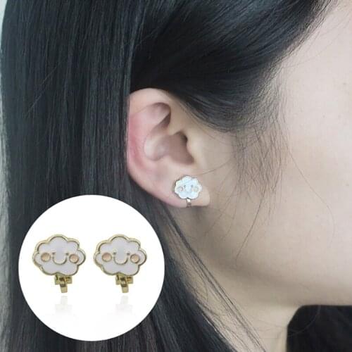 Sweet Cloud Smile Face Without Piercing Earrings Female Cartoon Cloud Smile Ear Cuffs Earmuffs Cartoon Children Earrings Fashion