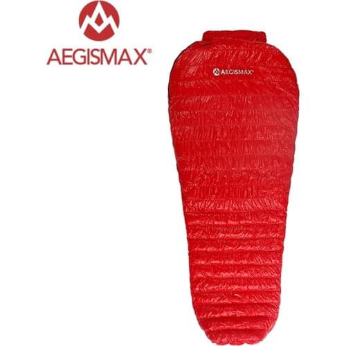 Aegismax New Mini Upgrade Sleeping Bag 95% White Goose Down Splicing Mummy Ultralight Hiking Camping 800 FP Nano Nano2 Red Blue