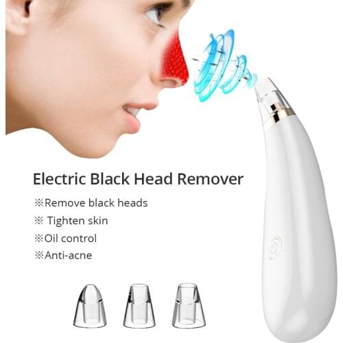 Multifunctional Electric Black Head Remover Deep Clean Pore Tighten Skin Oil Control 3 Vacuun Suction Heads 2 AA Batteries Power