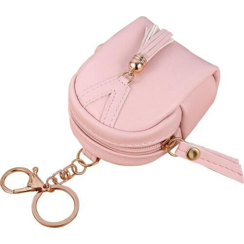 Fashion Women Tassels Zip Faux Leather Coin Pouch Mini Key Chain Backpack Bag Purses Girls Wallet