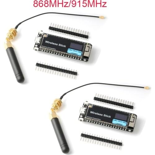 2Pcs 868Mhz/915MHz SX1276 ESP32 LoRa OLED Display Lora Module Development Board WIFI BLE Module with Antenna for Arduino IDE