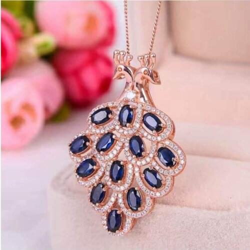 Natural real sapphire pendant Free shipping 925 sterling silver For men or women pendants 3*5*13pcs gems
