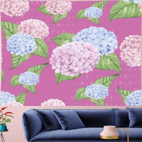 Nordic Style Hydrangea macrame Tapestry Kids room flower pink Wall Hanging Vintage Pattern Tapestries home decor GN.PAPAYA