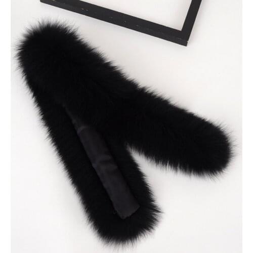 2020 winter new fox fur collar cotton clothing accessories black fox tail real fur collar hat
