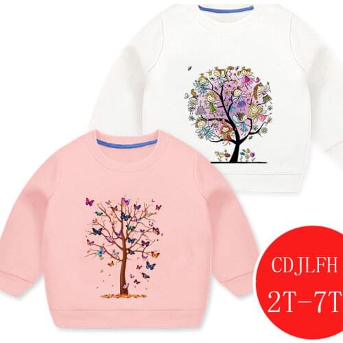 New Boys Girls Hoodies Cartoon Pattern Magic Tree Outwear Children Sweatshirts For Kids Clothes Baby Boys Girls Pullovers 2-7Y