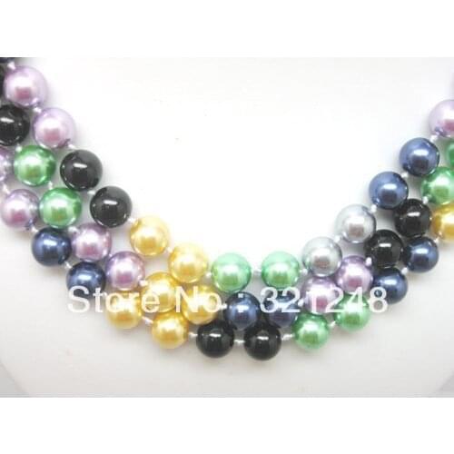 Wholesale price elegant women multicolor synthesis pearl shell necklace round beads 8mm hot sale pretty jewelry 17inch F302PE