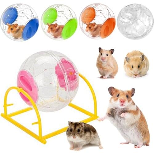 12cm Transparent Hamster Exercise Ball With Stand Hamster Toy Rat Jogging Ball Cage with Bracket Pet Supplies