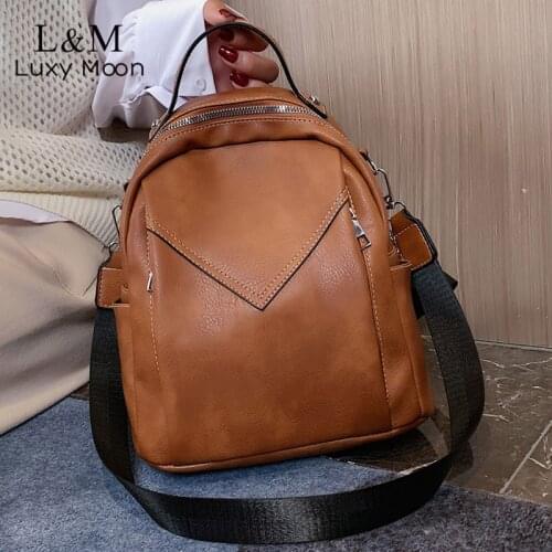 Vintage Style Backpack Female Leather Backpacks For Teenager Girls Schoolbag Small Backpack Women Shoulder Bags mochile XA472H