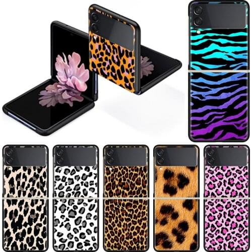 Sexy Leopard Case for Samsung Galaxy Z Flip 3 Hard Silicone Tpu Funda Shockproof Cover Luxury Phone Shell