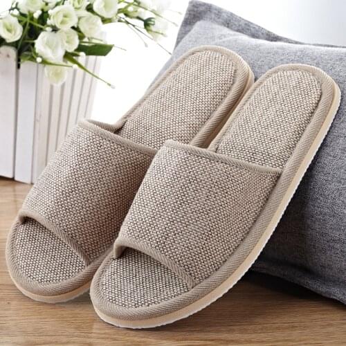 2021 Linen Shoes Women Household Slippers Indoor Floor Flip Flops Summer Simple Mute Slides Home Sandals zapatos de mujer